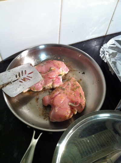 Cooking the chicken