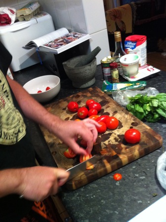 Chopping tomatoes