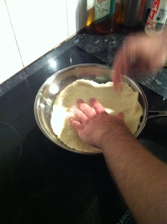Laying down the dough