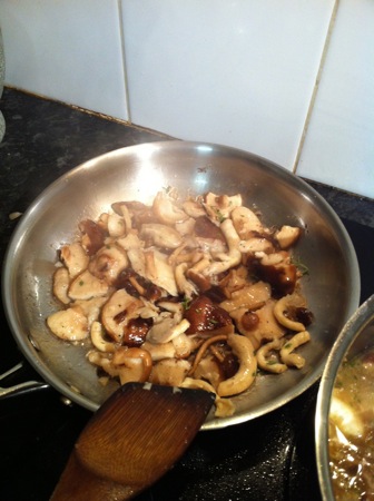 Sauteeing mushrooms