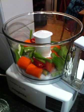 Veggies in food processor