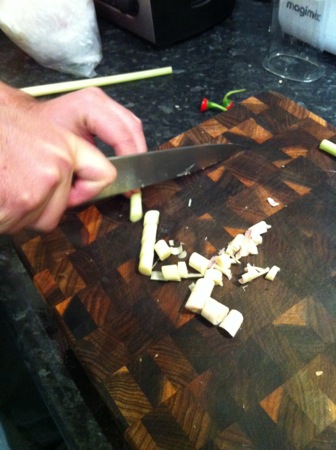 Chopping lemongrass