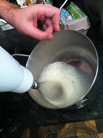 Whisking the egg whites