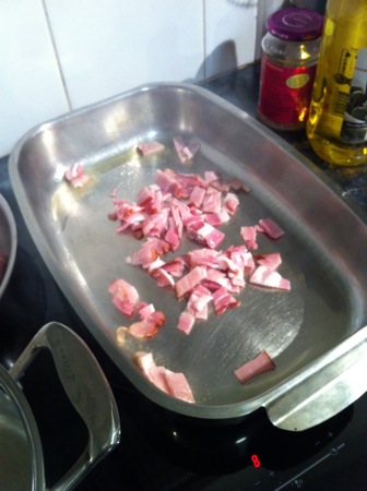 Frying bacon