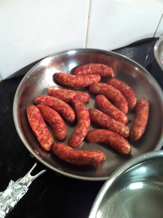 Chipolatas frying