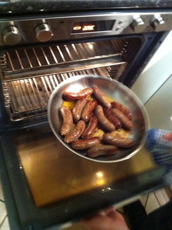 Cooked sausages