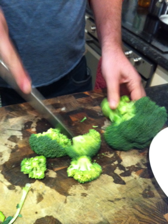 Chopping broccoli