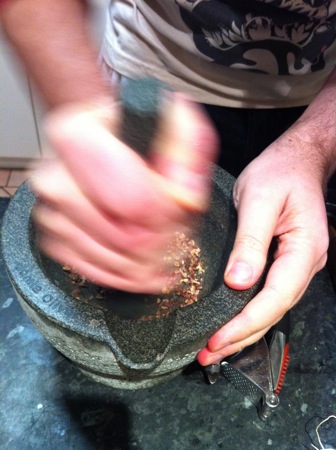 Pounding Szechuan pepper