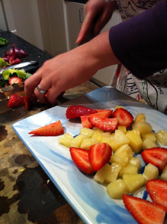 Prepping the fruit