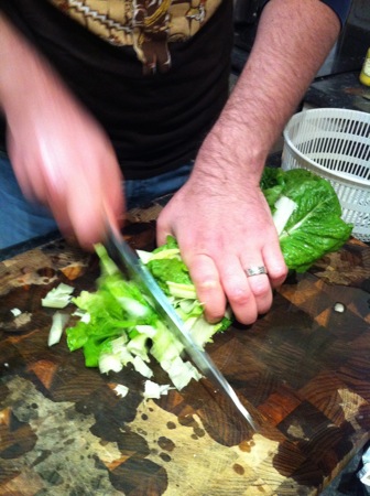 Slicing lettuce
