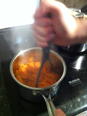 Mashing carrots