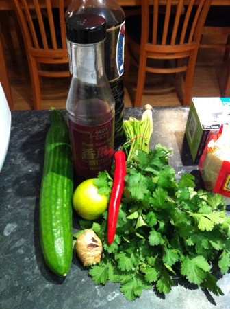 Cucumber Salad ingredients