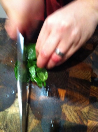 Chopping basil