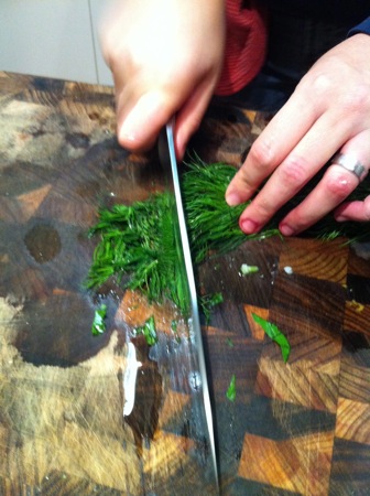 Chopping dill