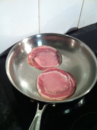 Frying pancetta