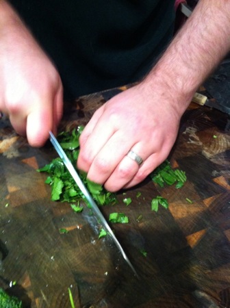 Chopping coriander