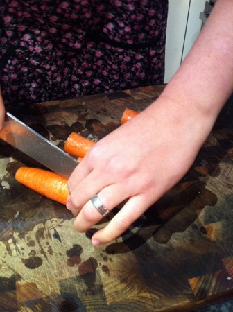 Chopping carrots