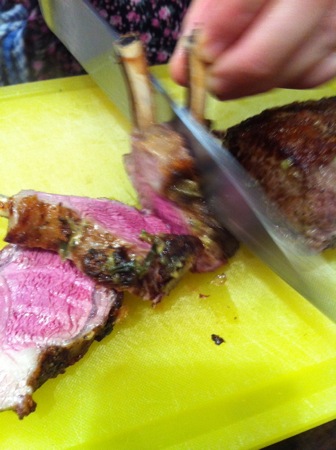 Slicing the lamb