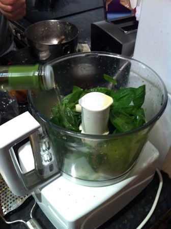 Making the basil dressing