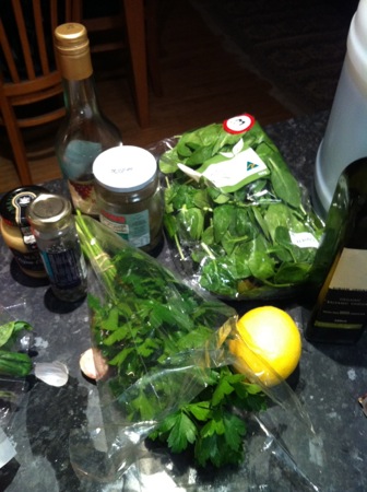 Spinach salad ingredients