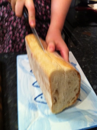 Slicing the ciabatta