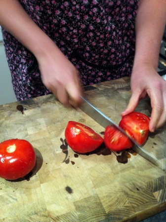 Prepping tomatoes