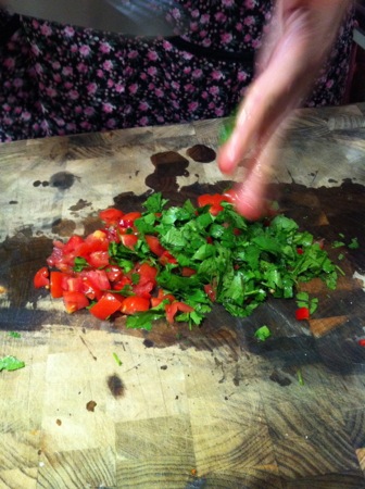 Adding coriander