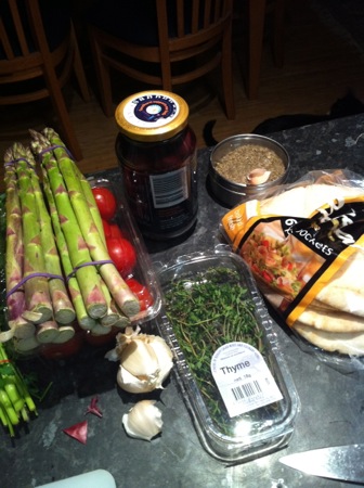 Veg and flatbread ingredients