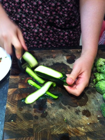 Peeling zucchini