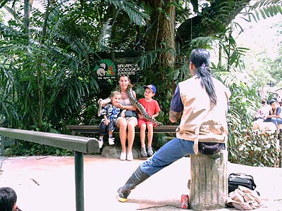 Family with a big snake