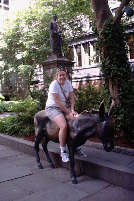 Kris riding the donkey