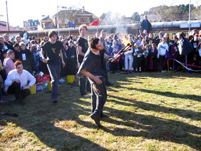 Fire juggling