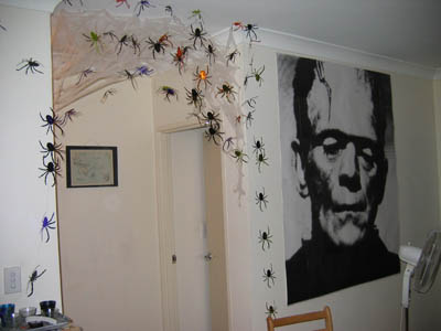 Spider curtain and rasterbated Frankenstein