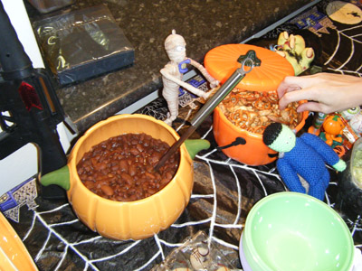 Smoky Baked Beans and Chex Mix