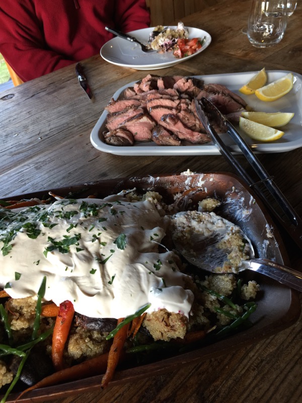 Lamb rumps and quinoa salad