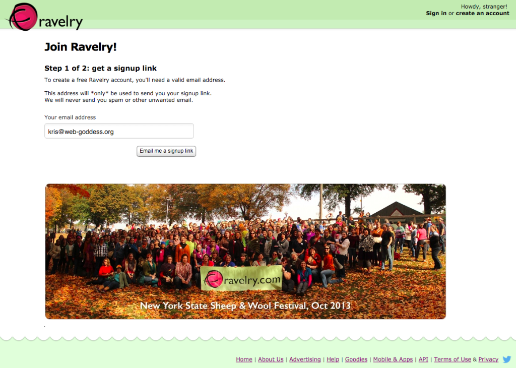 How To Sign Up For Ravelry Web Goddess