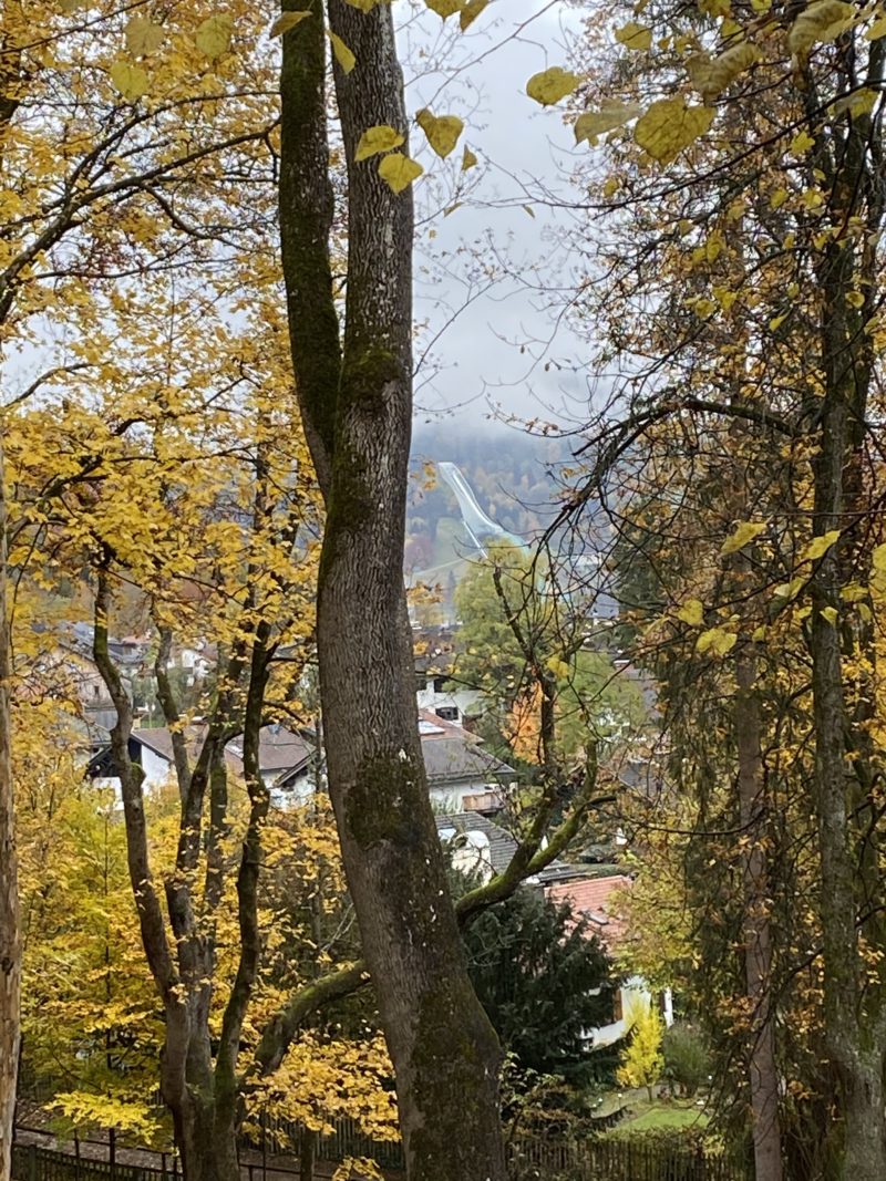 Ski jump in the distance