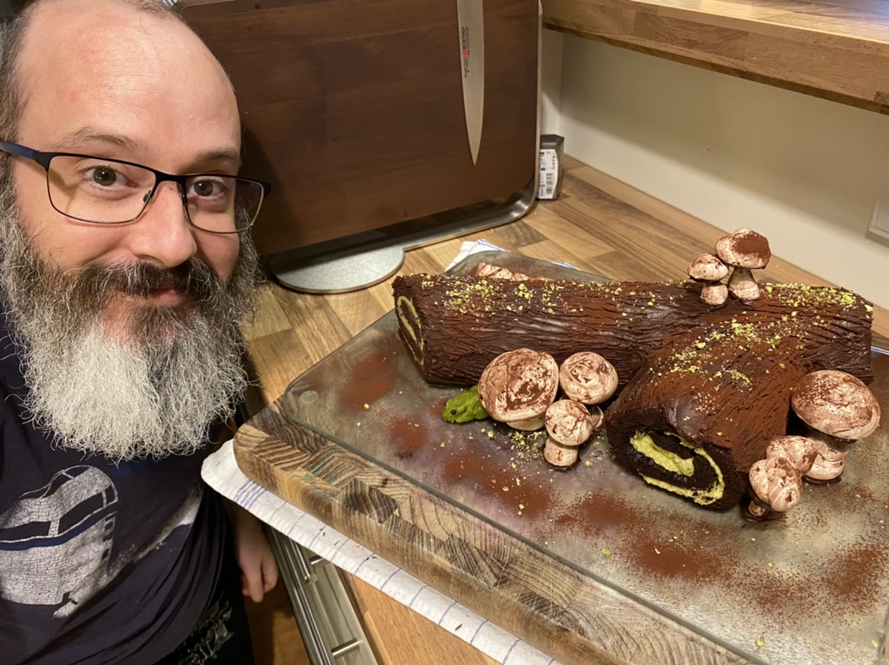 Finished Yule Log and proud chef
