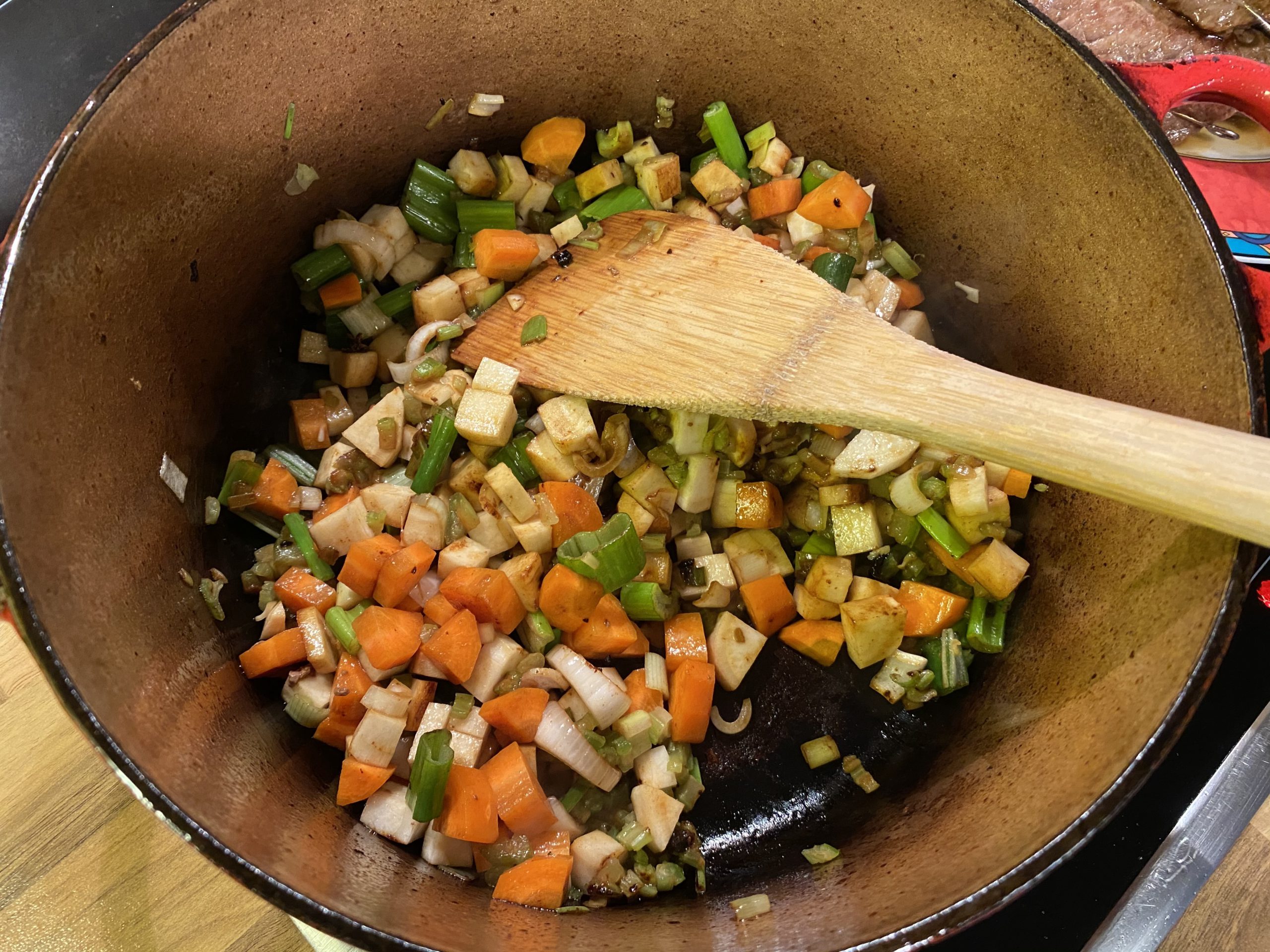 Cooking the veg