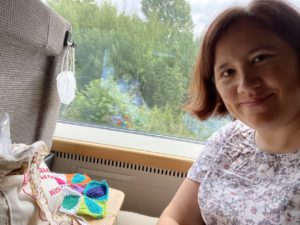 Crocheting on the train