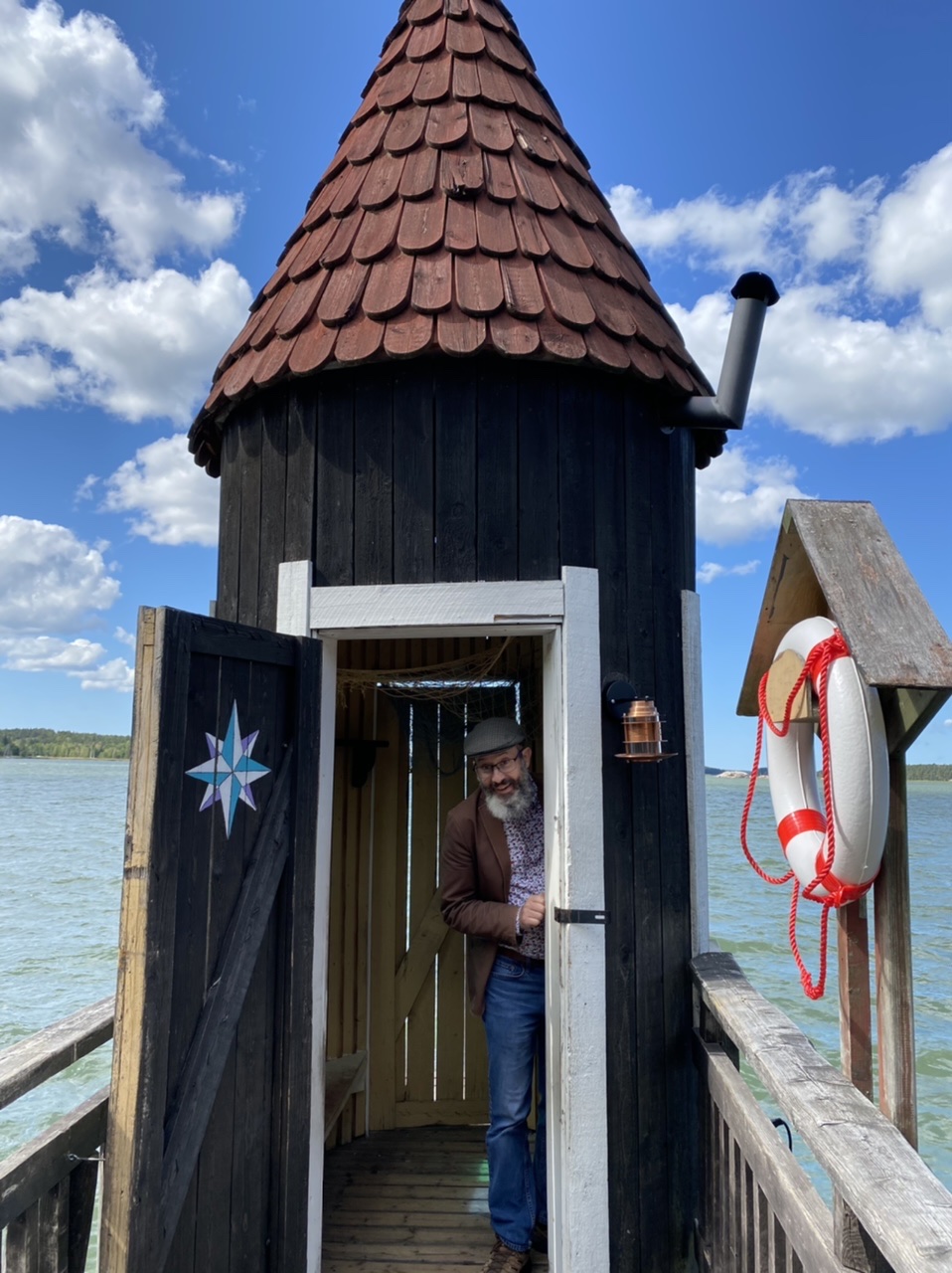 Mr. Snook in the bathing hut