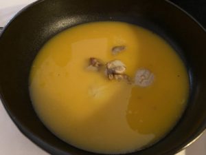 Pumpkin soup with scallops