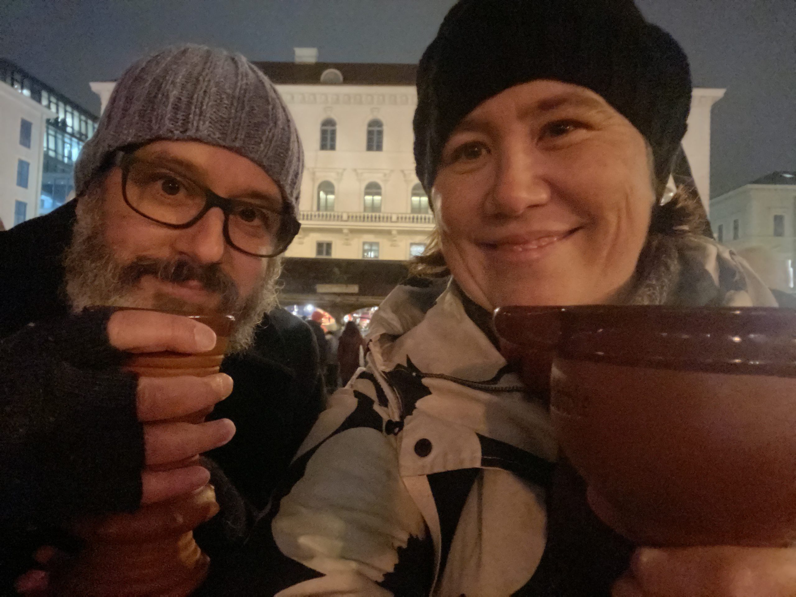 Enjoying our mead and Feuerzangenbowle