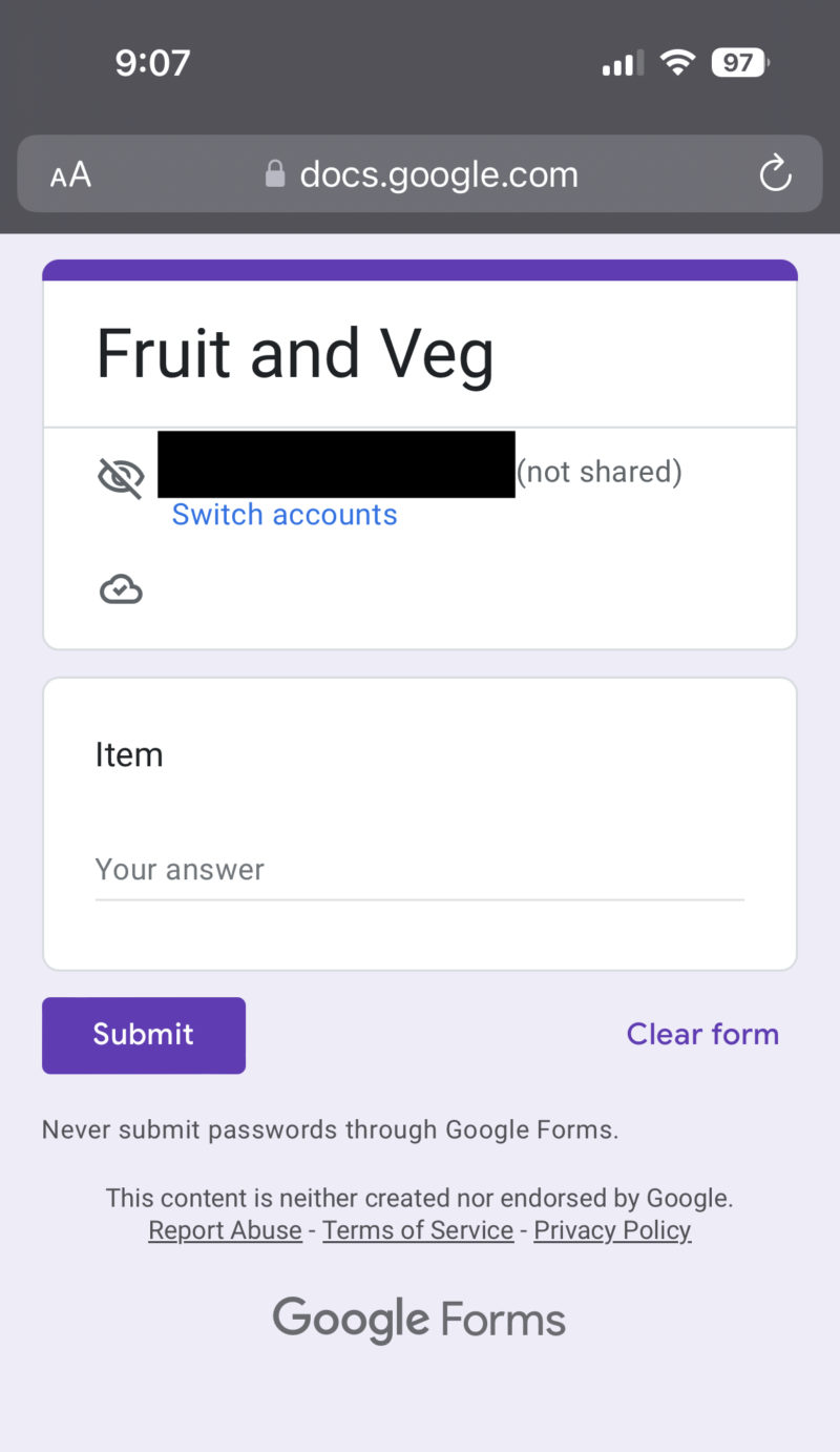 Fruit and Veg app