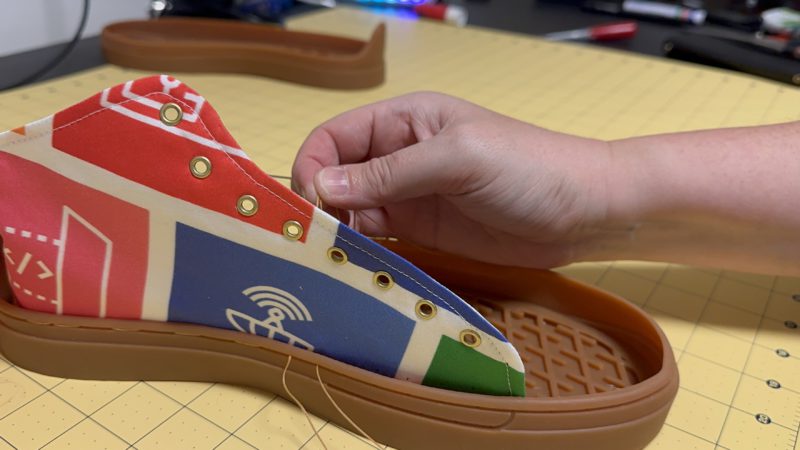 Sewing the shoes