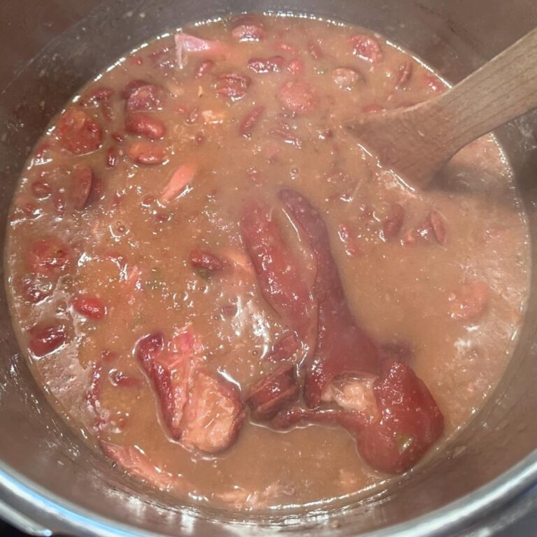 Lots of cooking today! Rodd made Lamb Biryani With Saffron, Yogurt, and Caramelized Onions, while I cooked up a big pot of Cajun red beans from scratch (including a smoked ham hock; rice to follow tomorrow)!