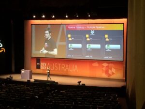 Learning about building cross account CI/CD pipelines from @brentjmaxwell. Looks like a good approach to dealing with environment complexity... #AWSDevDay https://t.co/auHkr1Edtg