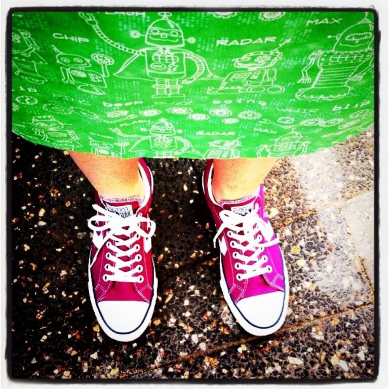 Robot skirt and new sneakers.