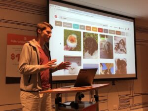 Lots of interest in our second talk at #SydCSS - Benjamin from @hidovetail talking masonry layouts. (“This talk is not sponsored by Pinterest.”) 😂 https://t.co/u7vxnJrbgY