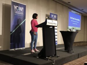 Great intro from Ulli for @LareneLg, all the way from Brisbane to Perth for the first time ever! She’s going to be talking about Full Stack Accessibility. #yowperth #a11y https://t.co/mS5O6lmMk0